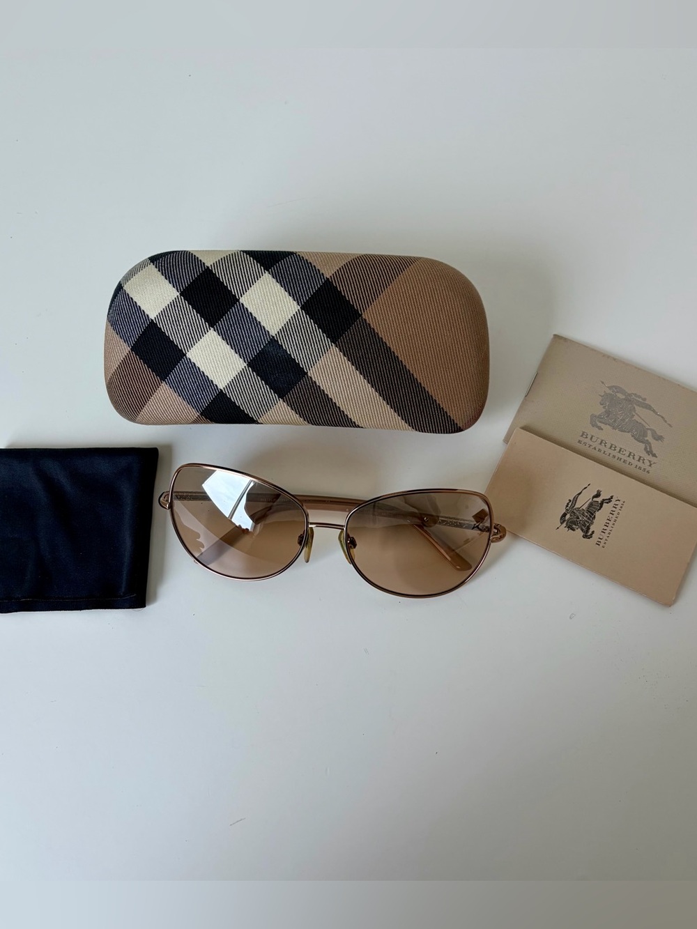 Burberry Rose Gold Cat-Eye Sunglasses Brown Gradient Lenses